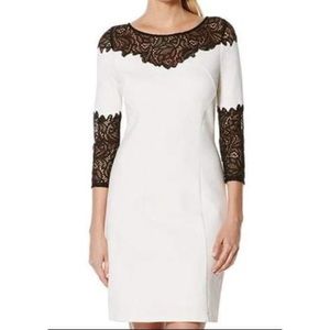 Laundry by Shelli Segal Sleeve A-Line Dress with Lace Yoke Detail